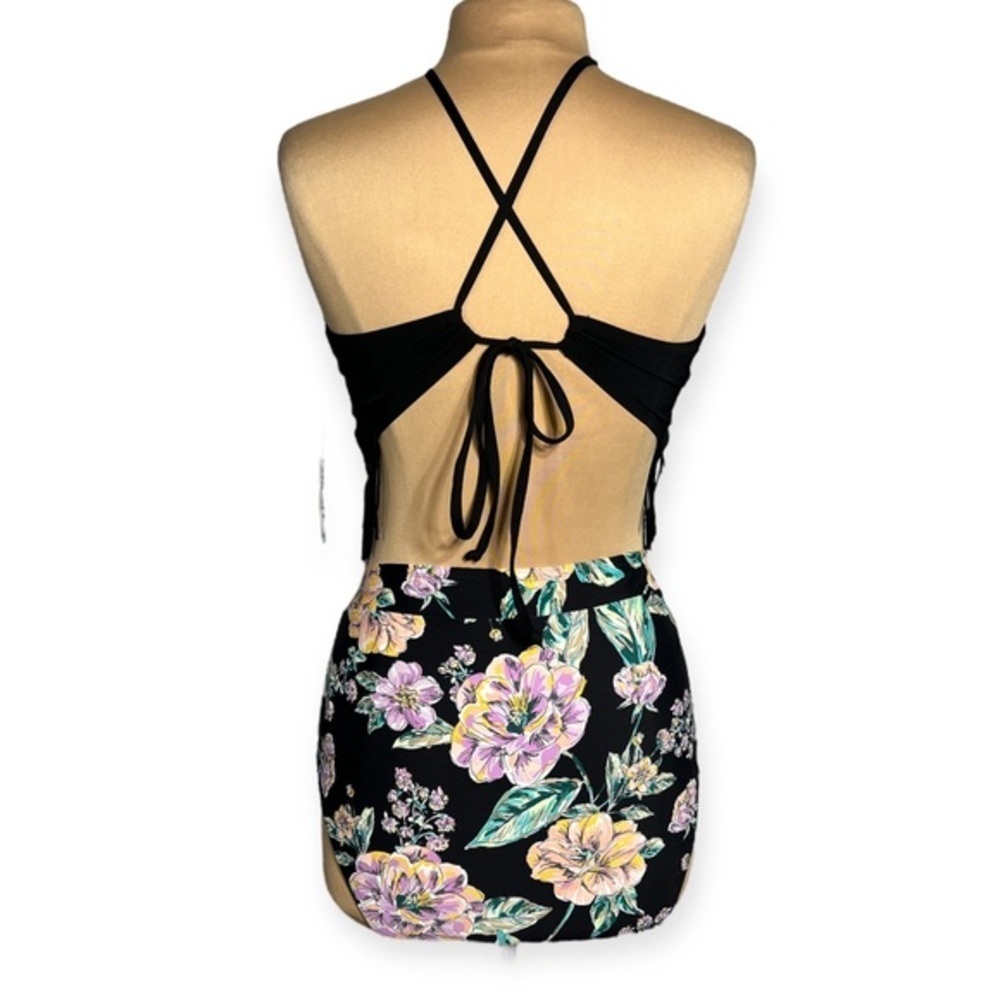 Freshwater boho crochet tankini size XXL black multicolor floral - Picture 5 of 9